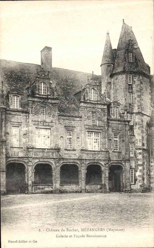 Schloss du Rocher, Mézangers (Mayenne) — Galerie und Renaissance-Fassade — Hamel-Jallier et Cie, n°8 - Vorderseite