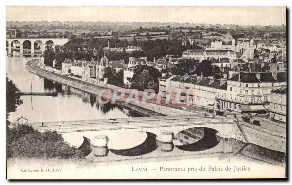 Laval — Panorama tomado desde el Palacio de Justicia — Colección B. D., Laval - Anverso
