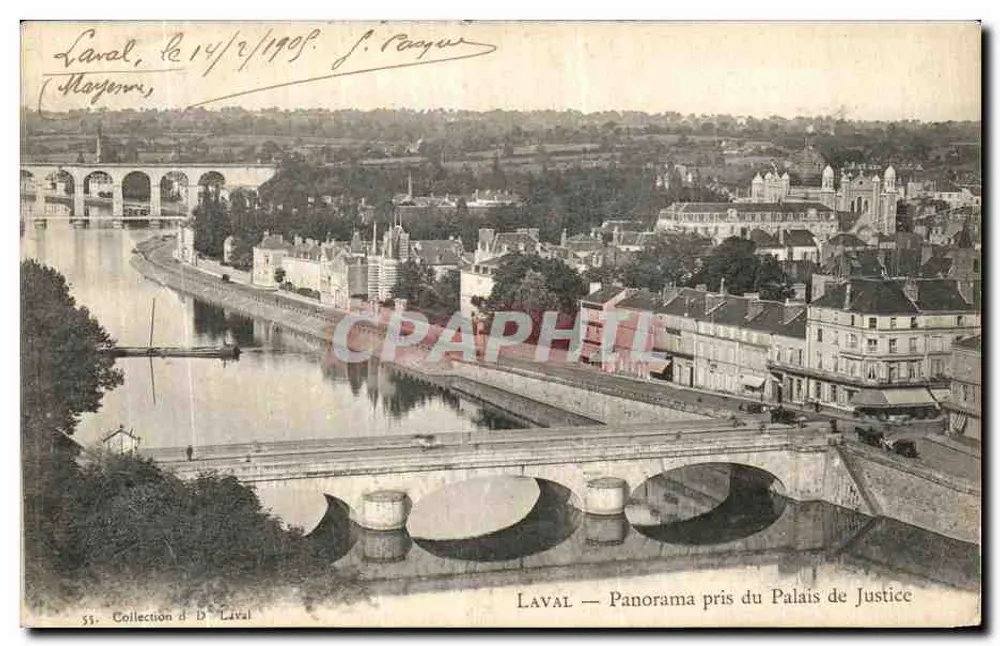 Laval — Panorama scattato dal Palazzo di Giustizia — Collezione di B. Laval - Recto