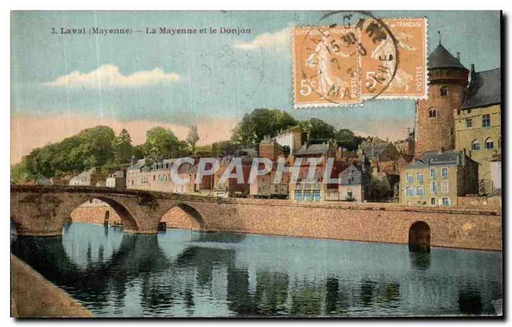 Laval (Mayenne) — A Mayenne e o Donjon — editor Duss A. B. - Frente