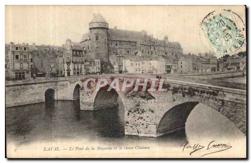 Laval — Der Mayenne-Brücke und das alte Schloss — Paye Creuse - Vorderseite
