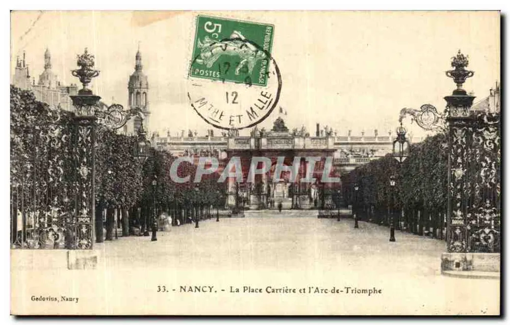 NANCY - A Praça Carrière e o Arco do Triunfo — Gedovius, Nancy, n°33 - Frente