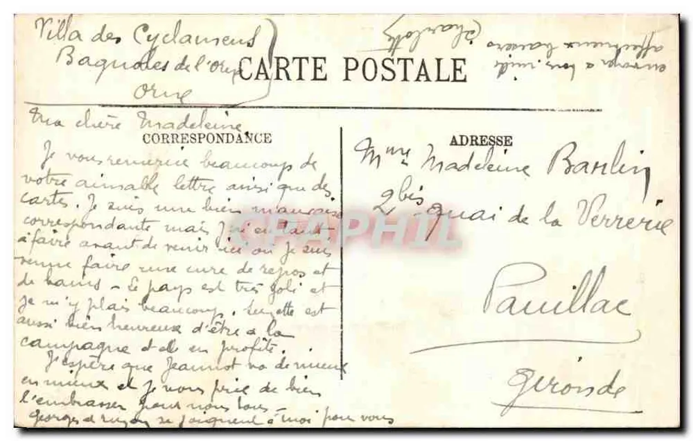 Bagnoles-de-l'Orne — Ansicht auf das Grand Hôtel — Verlag: L. L. — N° 1776 - Rückseite