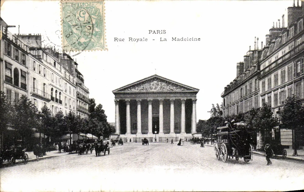 Paris - Rue Royale - A Madeleine — editor G. Pirou, número de série não visível - Frente