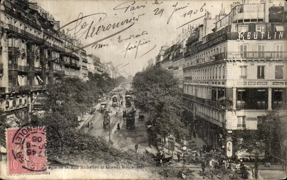 Ecke der Rue Richelieu und Grands Boulevards — Paris — unbekannter Verlag, Seriennummer nicht sichtbar - Vorderseite