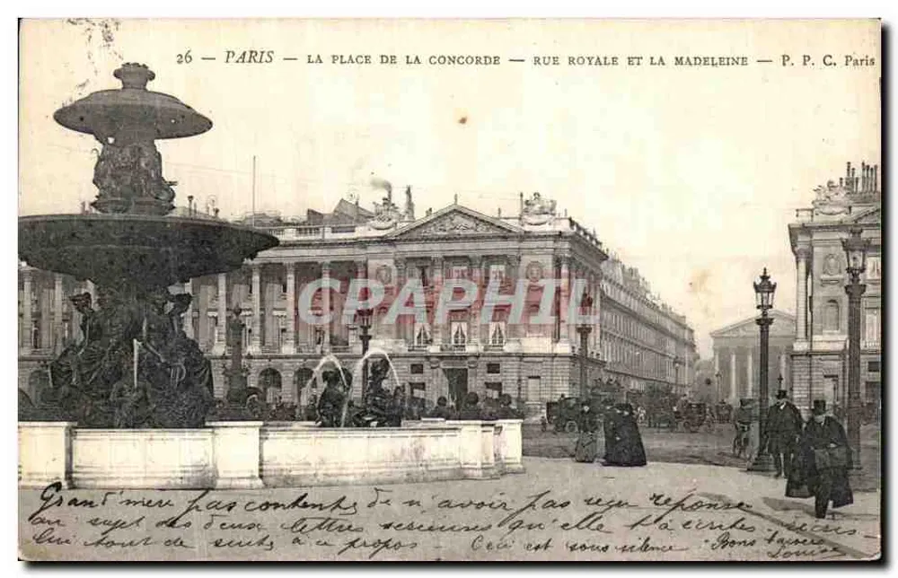 Paris — Die Place de la Concorde — Rue Royale und La Madeleine — P. P. C. Paris - Vorderseite