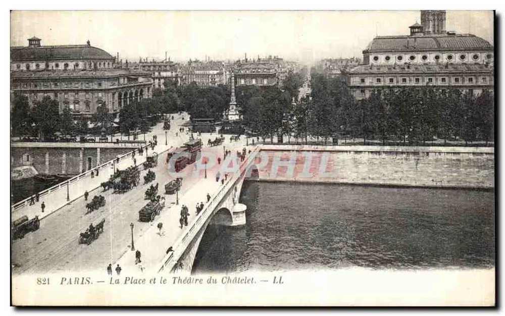 Paris — Die Place und das Théâtre du Châtelet — Lévy Frères - Vorderseite