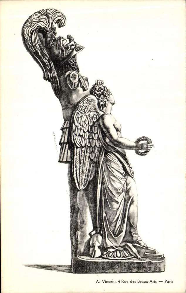 Estátua de um guerreiro e de uma deusa alada — editor A. Vincent, 4 Rue des Beaux-Arts — Paris - Frente