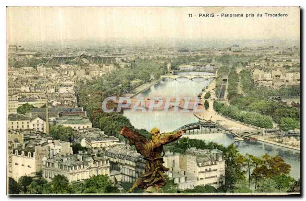 PARIS - Panorama tirado do Trocadéro — editor: Imprimerie illustrée, Mamville - Frente