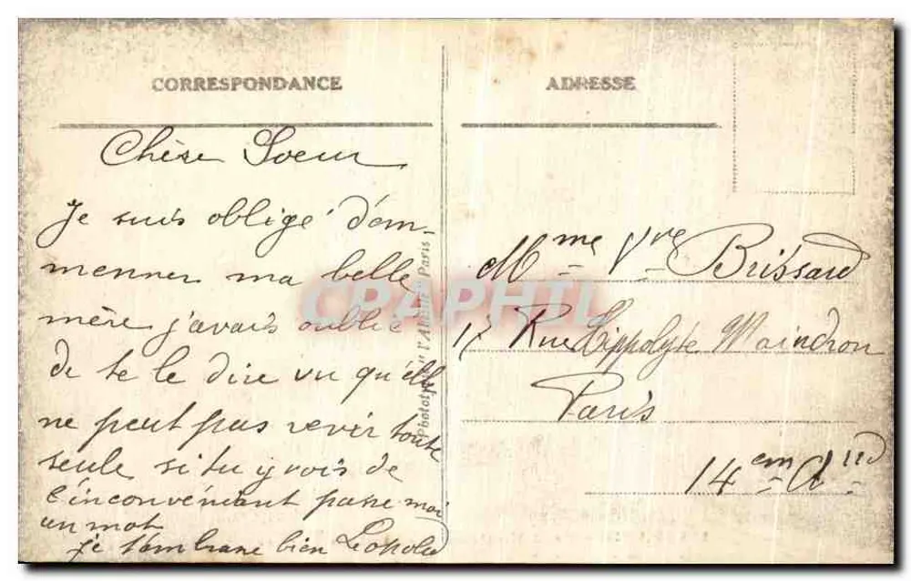 Paris - Parc Montsouris - Pont du Rocher — editor anônimo, n° 114 - Verso