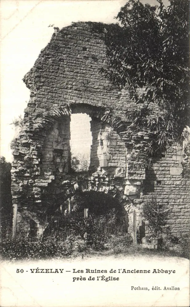 YÉZELAY — Die Ruinen der Alten Abtei in der Nähe der Kirche — Pothain, Verlag Avallon - Vorderseite
