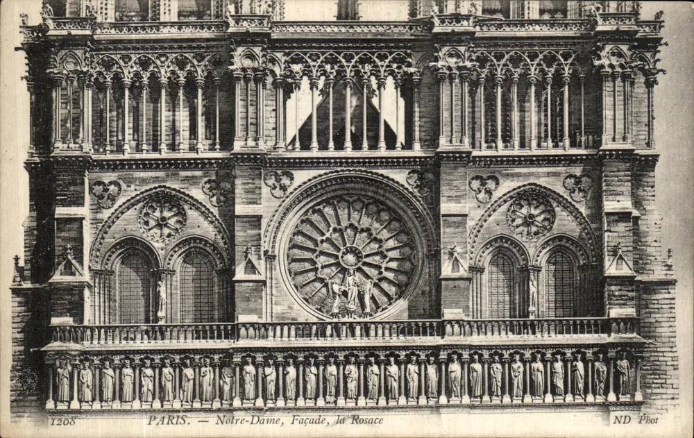 Paris — Notre-Dame, Fachada, a Rosace — ND Phot, n°1208 - Frente