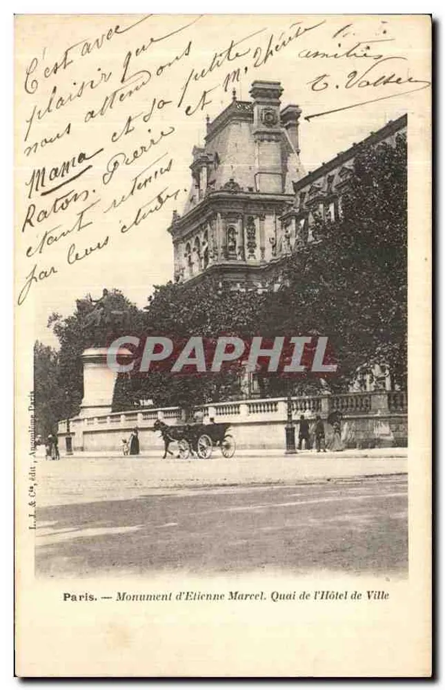 Paris — Denkmal Étienne Marcel. Quai de l'Hôtel de Ville — L. J. & Cie, Verlag Avant-garde Paris - Vorderseite