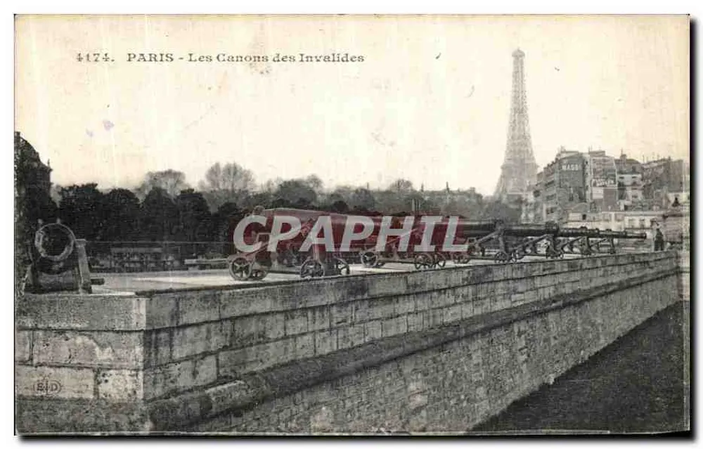 PARIS - Os Canhões dos Invalides — Editor E.D. n° 4174 - Frente