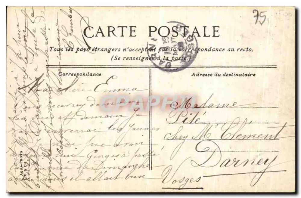 PARIS - Monumento da República — editor CPAPHIL, número de série não visível - Verso