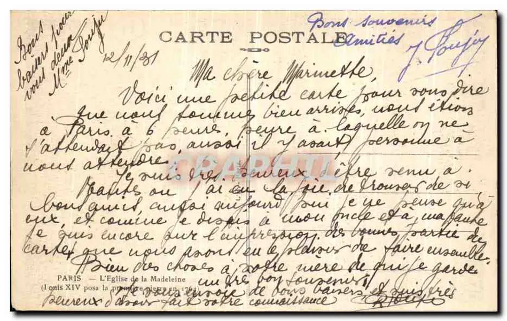 O Panteão em Paris — vista noturna — editor desconhecido - Verso
