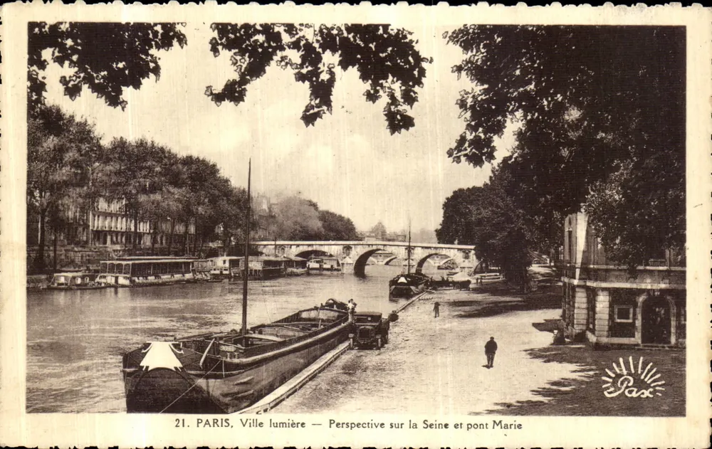 Paris, Stadt des Lichts — Perspektive auf die Seine und den Pont Marie — Pax - Vorderseite