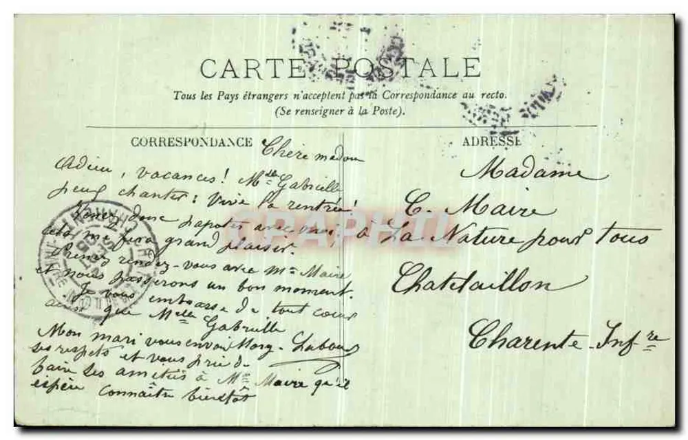 Paris — O Boulevard du Palais — Editor Claude Bernard, n° 568 - Verso