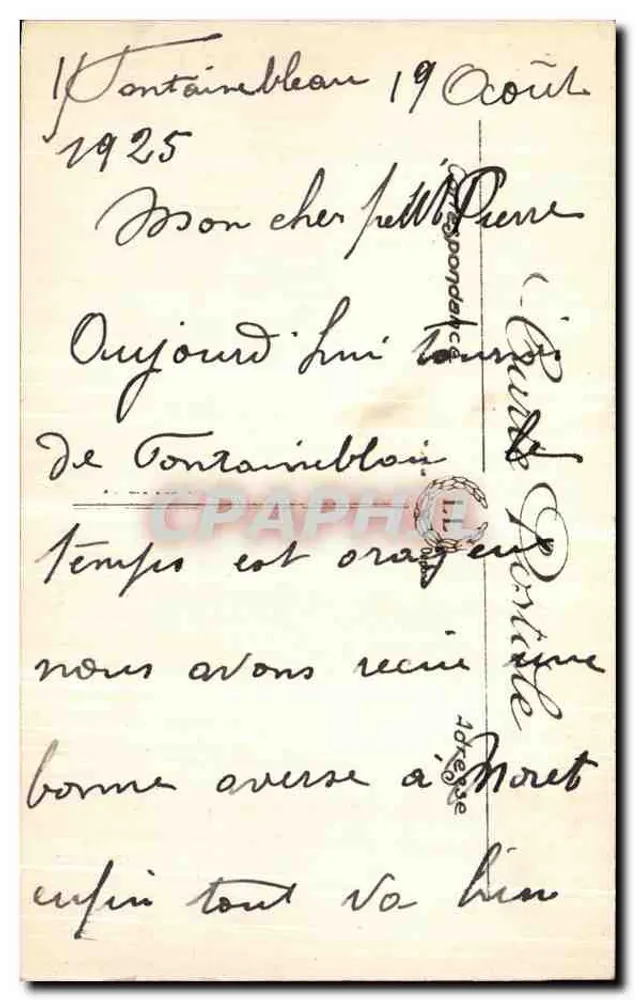 Schlacht bei Fontainebleau — 42. Juni 1815 — Verlag Léon Dufour, Nr. 848 - Rückseite