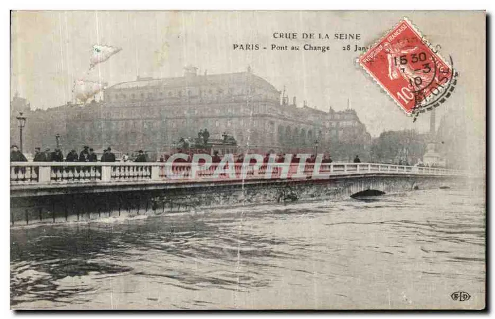 Paris - Pont au Change — Hochwasser der Seine — 28. Januar 1930 — Verlag E.D. - Vorderseite
