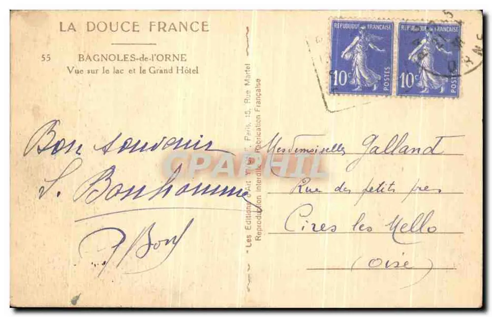 Bagnolles-de-l'Orne — Ansicht des Sees und des Grand Hotels — La Douce France, 55 - Rückseite