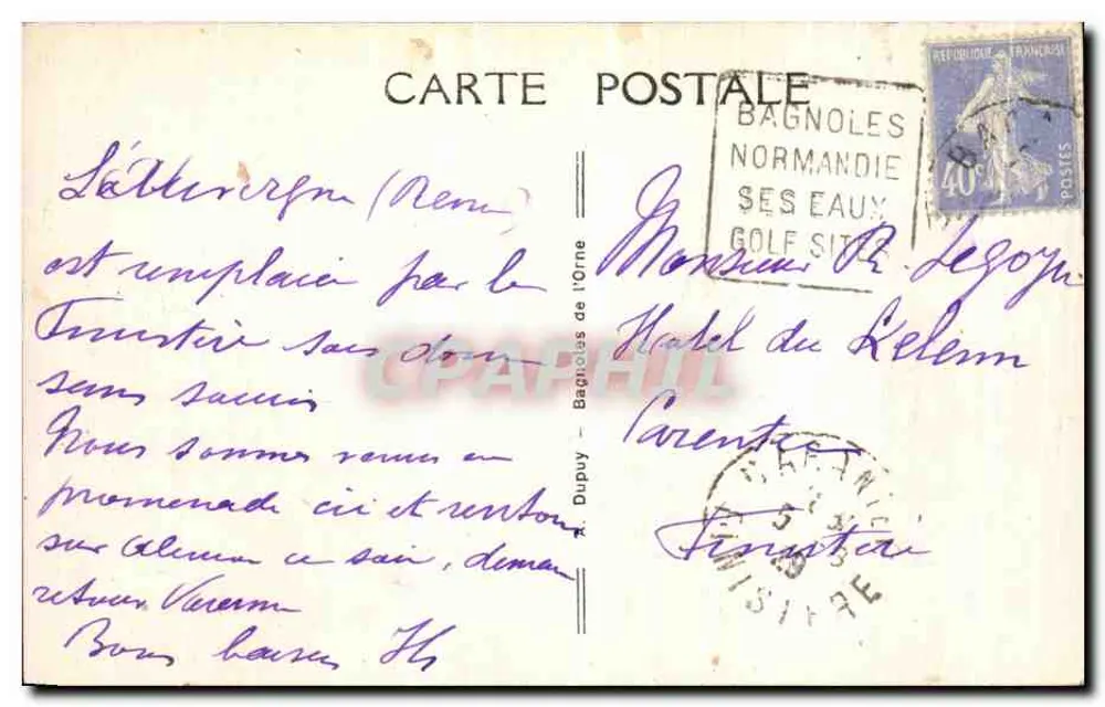 Bagnoles-de-l'Orne — Allgemeiner Blick auf den See — Verlag Dupuy, Nr. 29 - Rückseite