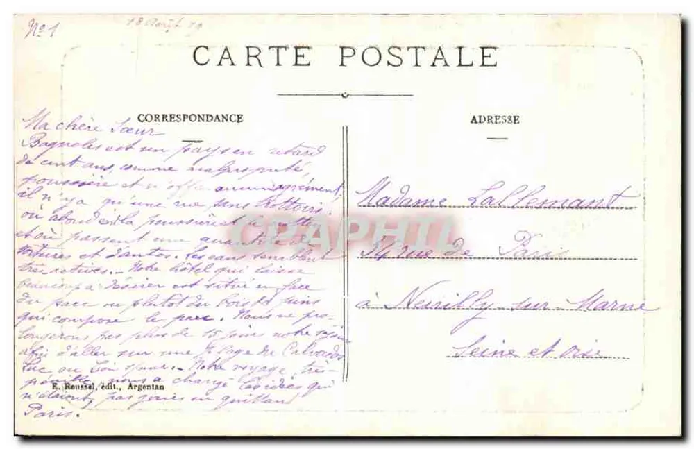 Bagnolles-de-l'Orne — Im Park des Thermalbades — E. Reussel, Argentan, n°1016 - Rückseite