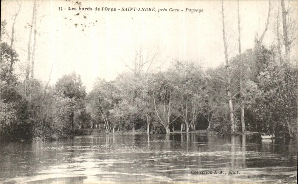 Ufer der Orne - SAINT-ANDRÉ, nahe Caen - Landschaft — Sammlung I. A., fot. - Vorderseite