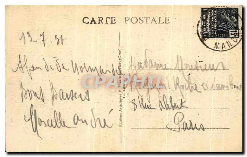 Domínios da Roche d'Oêtre — Face Humaine — P. Levassœur - Verso