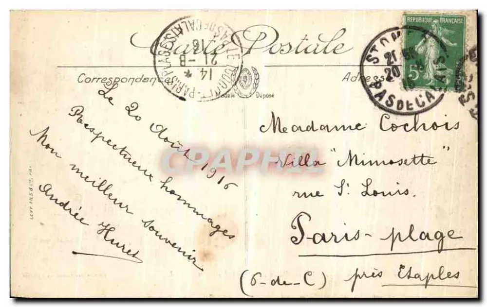 Saint-Omer — O Jardim Público — Ponte Rustica — Edição das Novas Galerias — n°34 - Verso