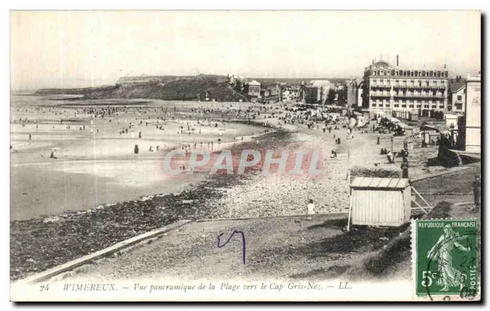 Wimereux — Panoramablick auf den Strand in Richtung Cap Gris-Nez — LL - Vorderseite