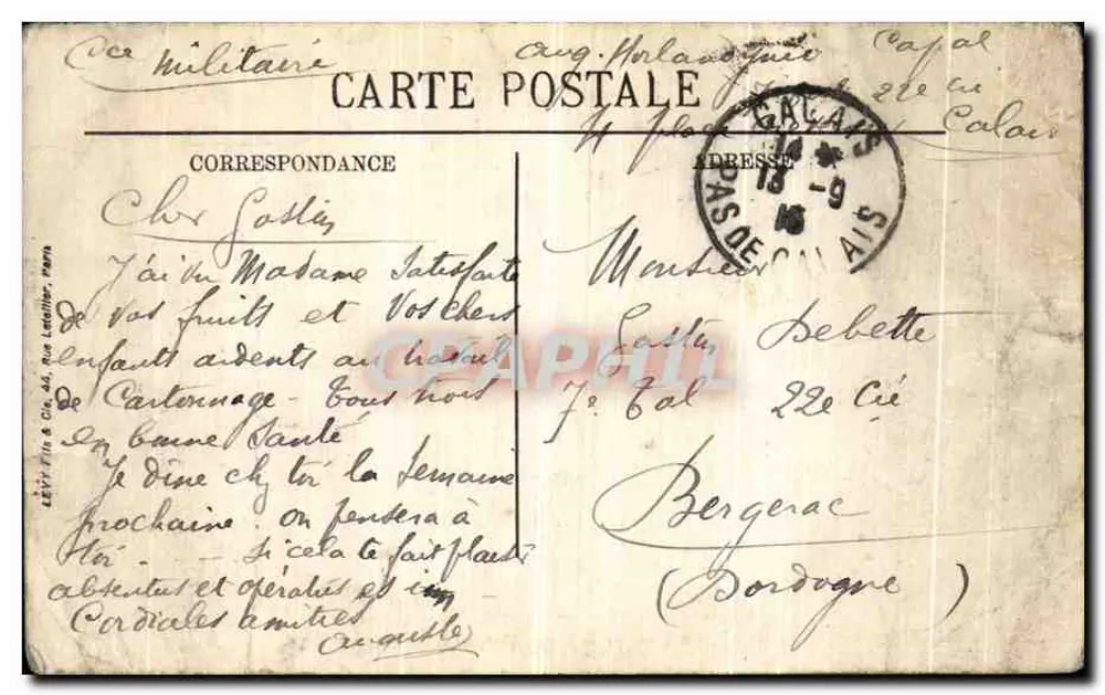 Calais — Die L'Empress am Kai der Seebahn — LL. n° 172 - Rückseite