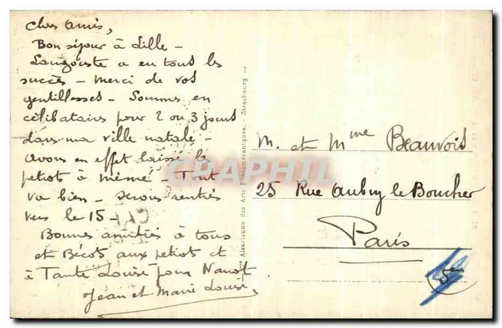 Calais - La Rue de la Chaquette und der Glockenturm — Verlag ARA, Nr. 35 - Rückseite