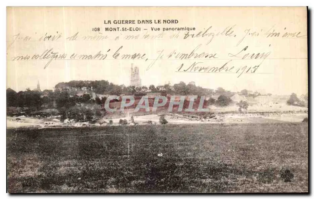 Mont-St-Éloi — Vista panoramica — La Guerra nel Nord, n°108 - Recto