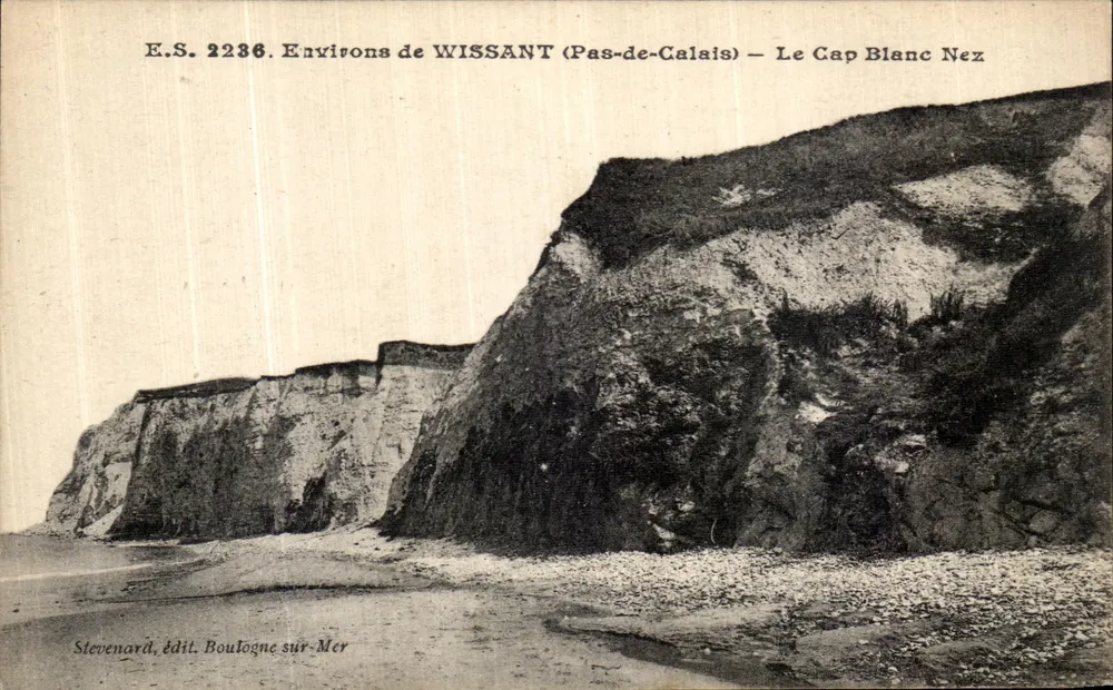 Panorama di WISSANT (Pas-de-Calais) — Capo Bianco Naso — Stevenard, Boulogne-sur-Mer, n° E.S. 2236 - Recto