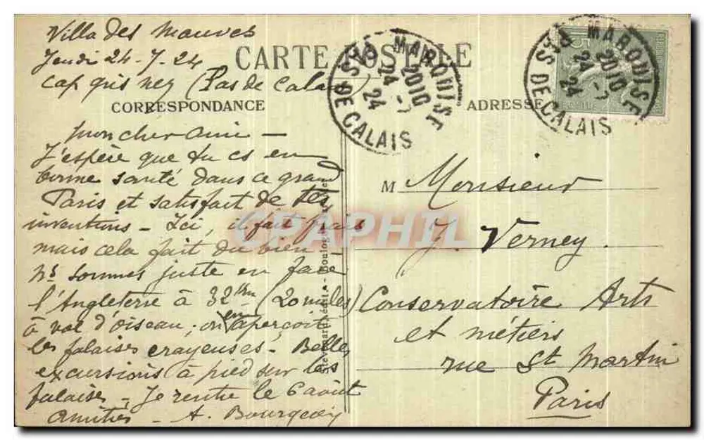 Gris-Nez (Pas-de-Calais) — Blick auf den Felsen vor dem Leuchtturm — E.S. 2033 - Rückseite