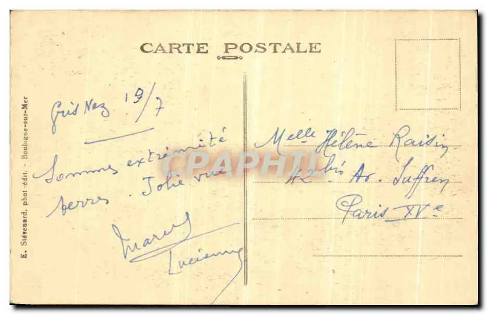 Gris-Nez (P. de C.) — La Falaise — E.S. — E. Siéténard, Bonlieu-sur-Mer - Verso
