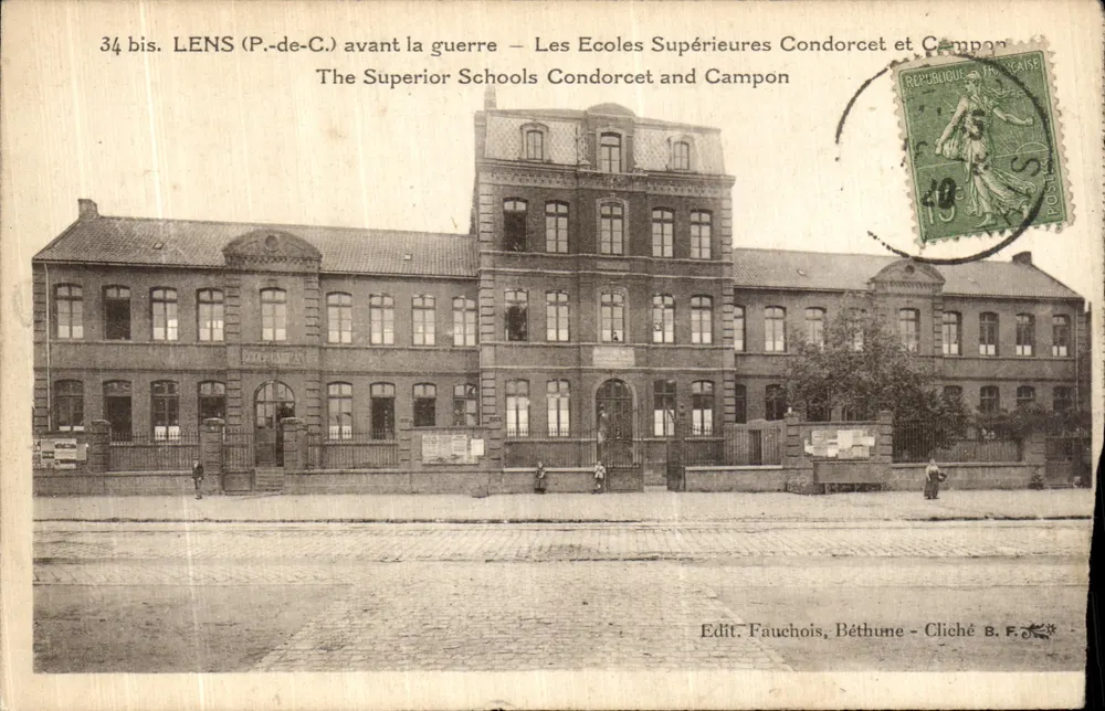 Lens (P.-de-C.) vor dem Krieg — Die Höheren Schulen Condorcet und Campon — Verlag Fauchois, Béthune - Vorderseite