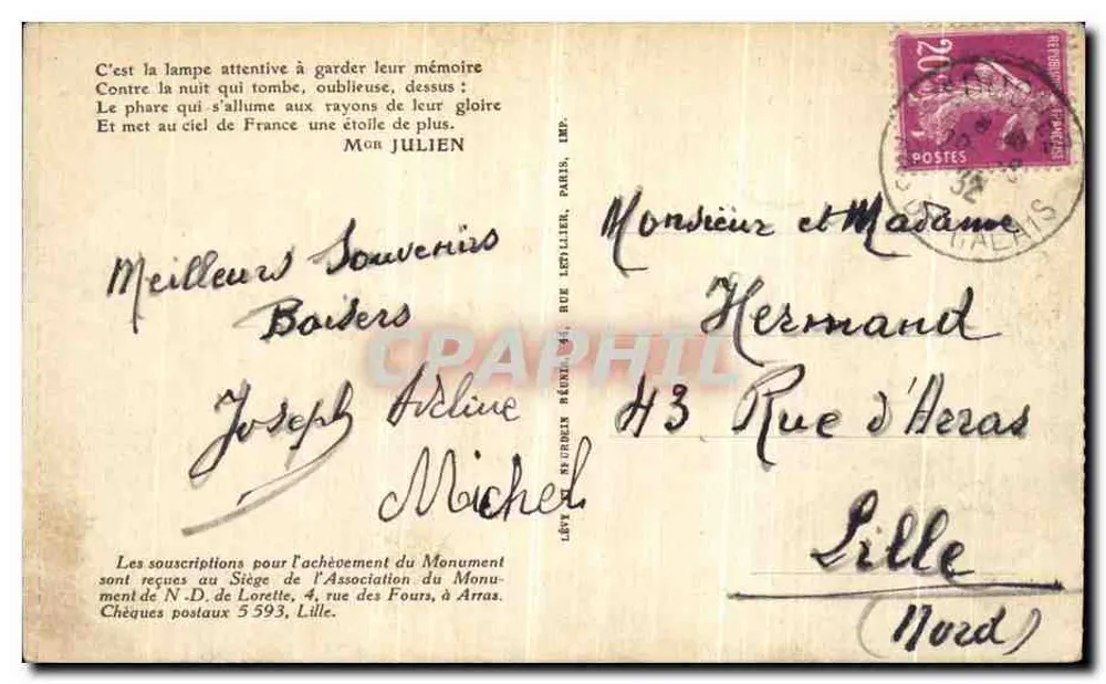 Notre-Dame-de-Lorette — Die Turm und die Kapelle — Postkarte LL, herausgegeben von Lévy & Fils, Lille - Rückseite