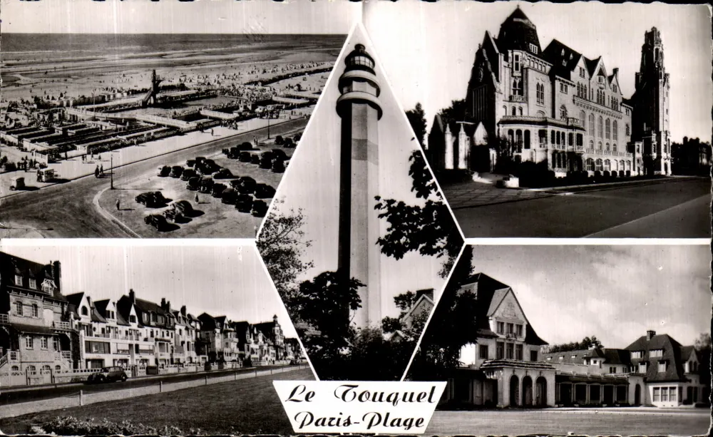 Le Touquet-Paris-Plage — Panoramablick, Leuchtturm, Hotel, Straße — Cité des Arts Photomacé - Vorderseite