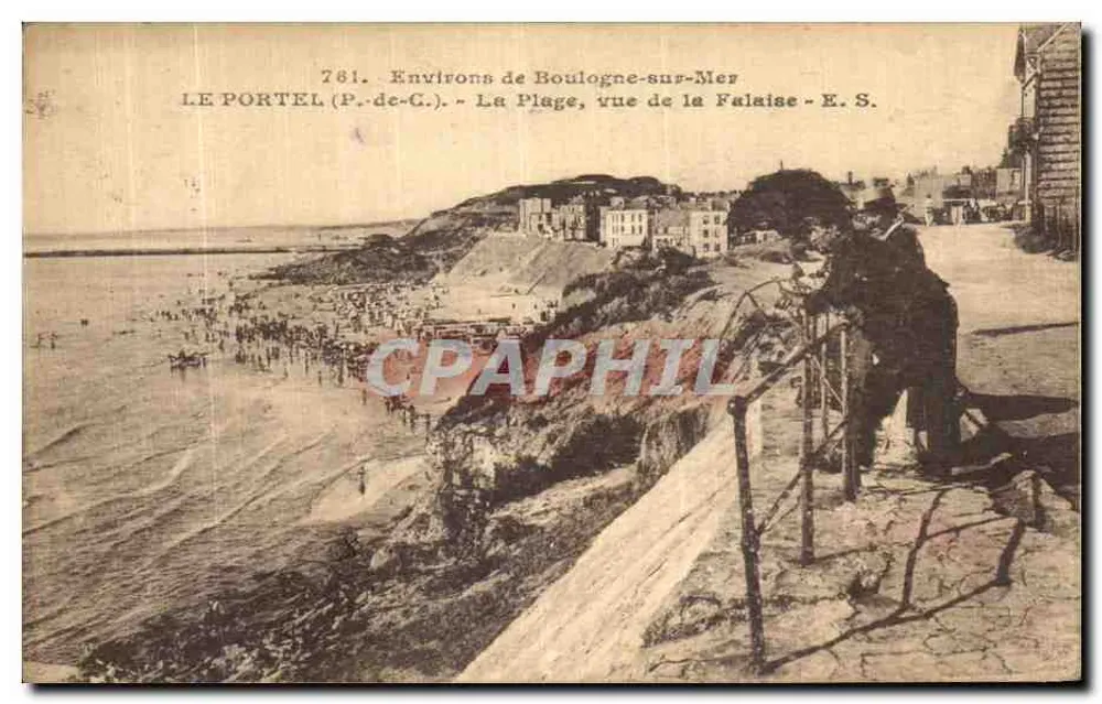 Le Portel (P.-de-C.) — Die Strände, Blick von den Klippen — E.S. — Stevenard, Boulogne-sur-Mer - Vorderseite