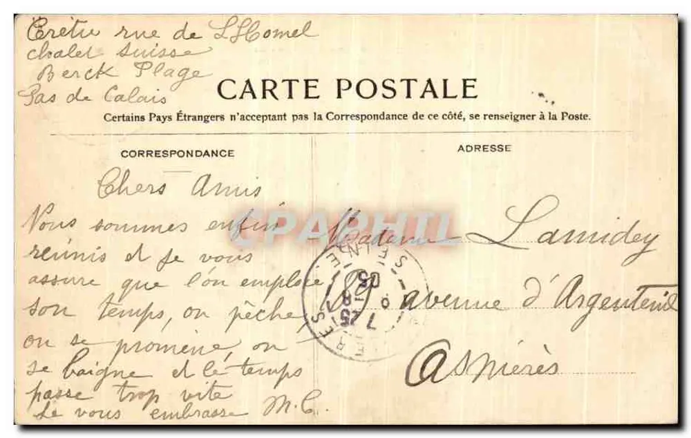 Berck-Plage — Le Phare et l'Hôpital Maritime — Éditeur R. V. P. n° 90 - Rückseite