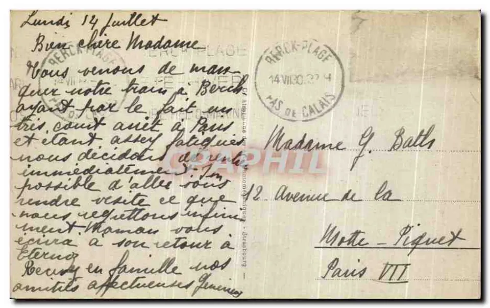 Berck-Plage — Junge Garnelenfischer — Unbekannter Verlag, n° 26 - Rückseite