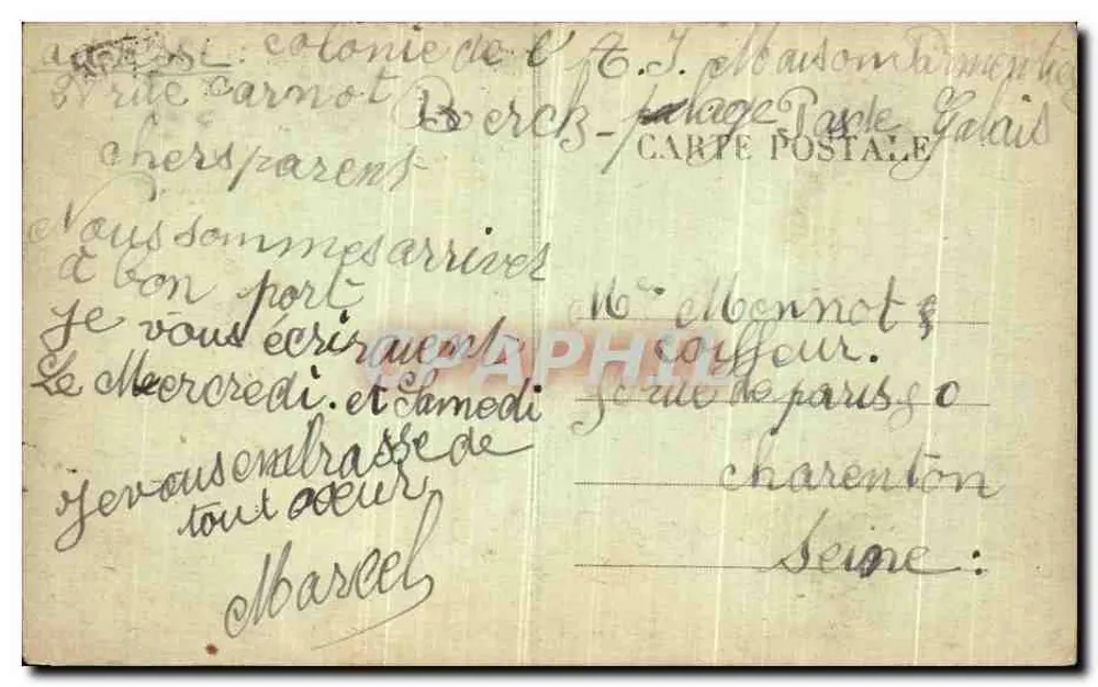 Berck-Plage — Vue de la Plage — Réplicative Française, Édit. Nangot - Verso