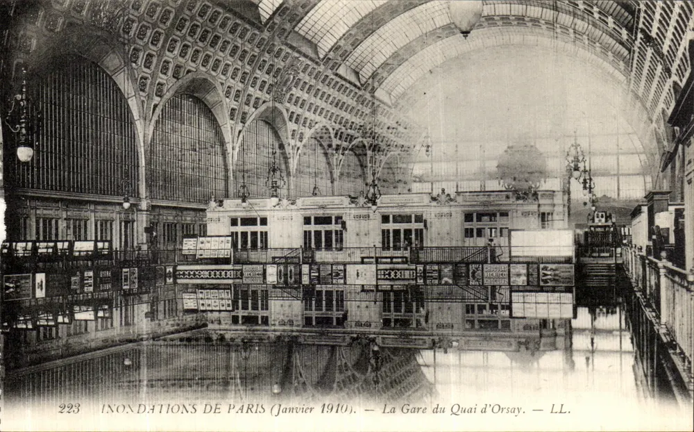 Überschwemmungen in Paris (Januar 1910) — Bahnhof Quai d'Orsay — LL, Nr. 223 - Vorderseite