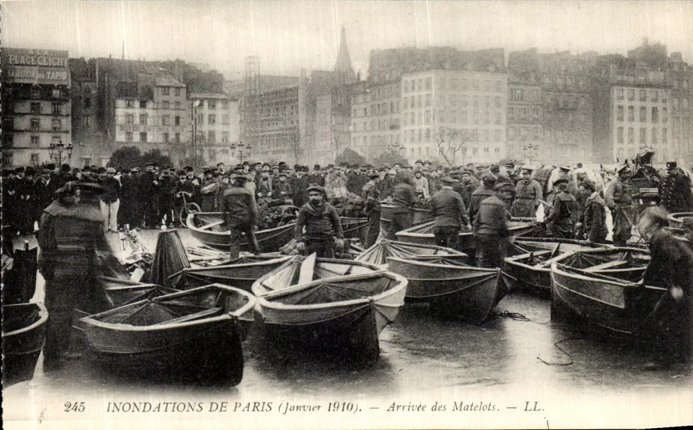 Inundações de Paris (Janeiro 1910) — Chegada dos Marinheiros — LL. - Frente