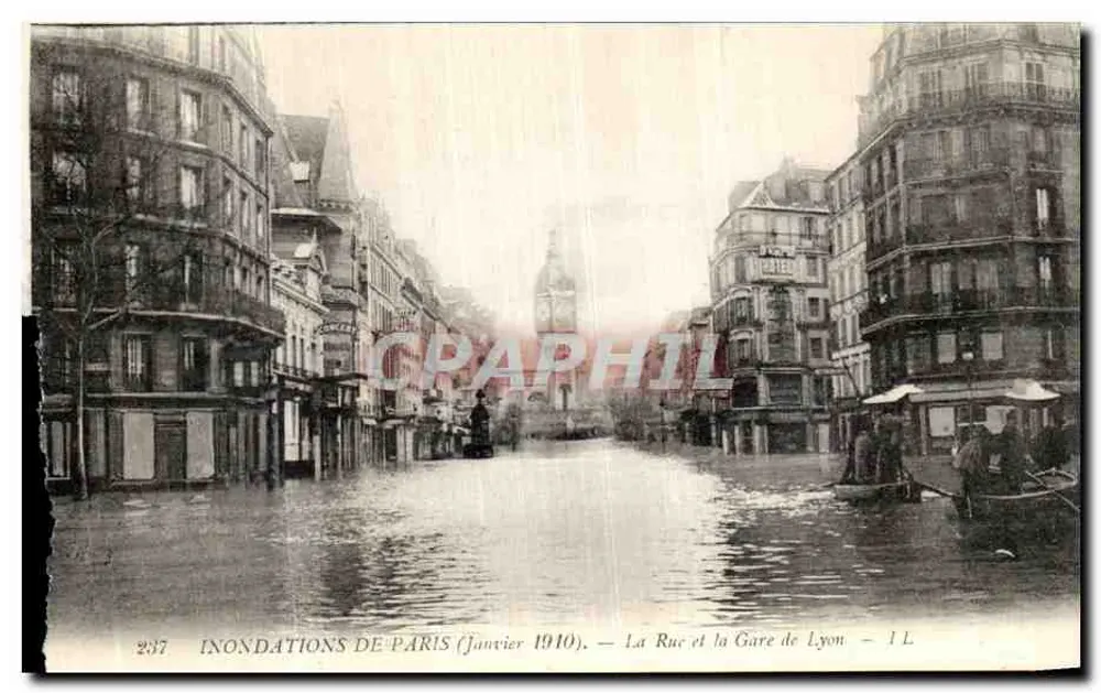 Inondations de Paris — La Rue et la Gare de Lyon — éditeur La Rue et la Gare de Lyon, n° 237 - Vorderseite