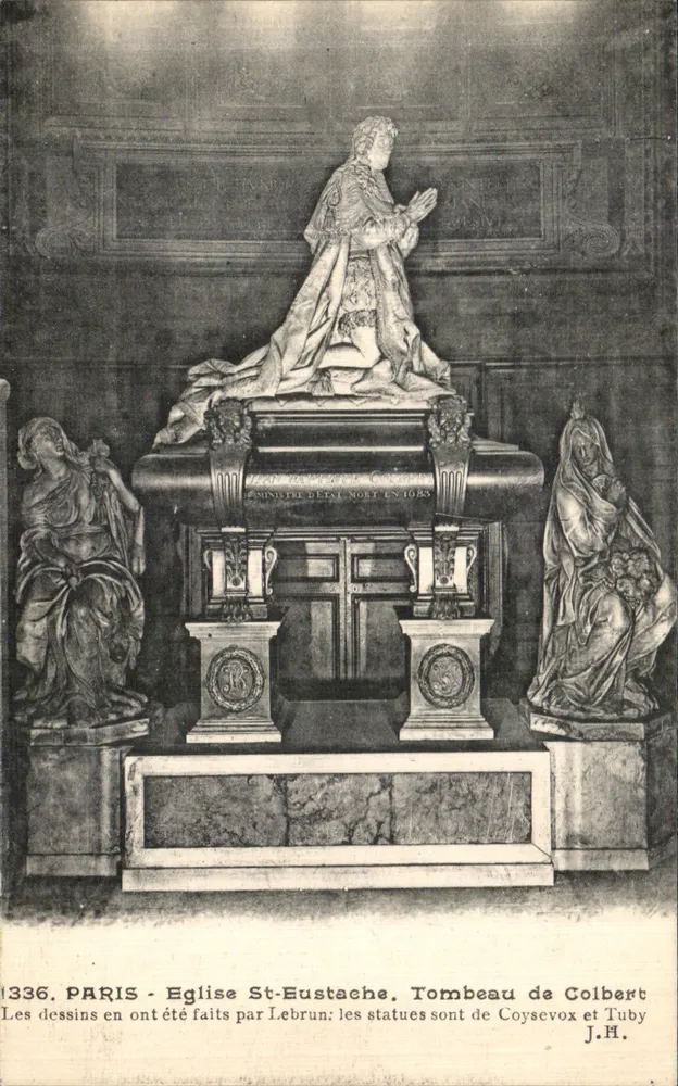 Paris - Igreja de São Eustáquio, Túmulo de Colbert — desenhos por Lebrun, estátuas de Coysevox e Tuby, n°1336 - Frente