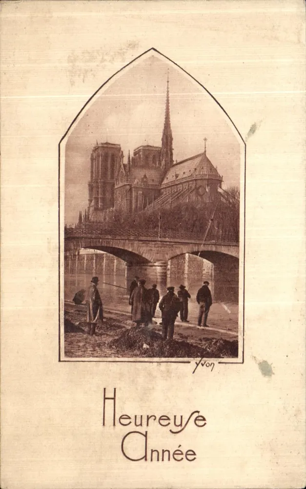 Notre-Dame de Paris — vue de la Seine et du pont — Éditions d'Art YVON, n°12 - Frente