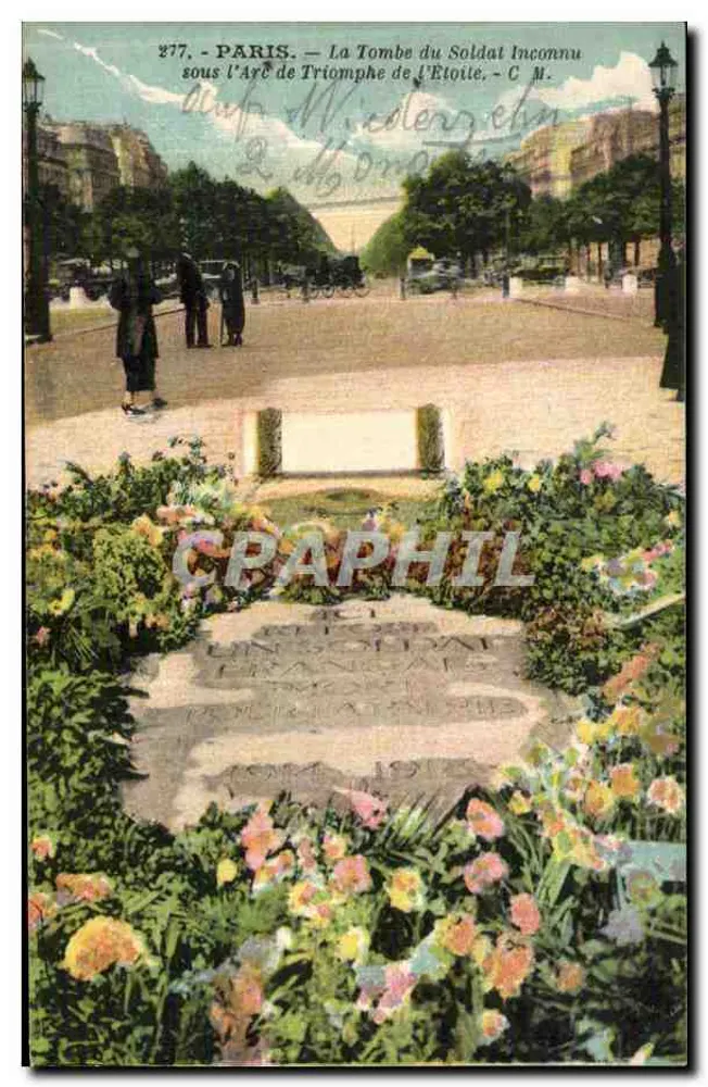 Paris — Die Grabstätte des Unbekannten Soldaten unter dem Arc de Triomphe — C.M. n°277 - Vorderseite